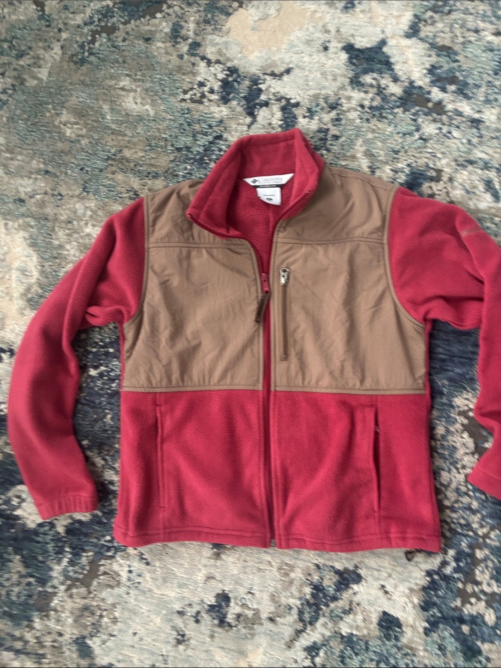 Columbia women’s Red and Tan Fleece Jacket